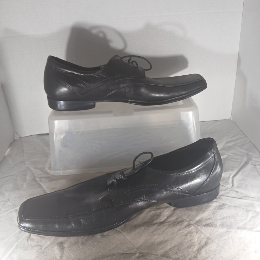 Kenneth Cole Select Your Role Oxford 12M Black Leather Square Toe Dress Shoes - Picture 2 of 10